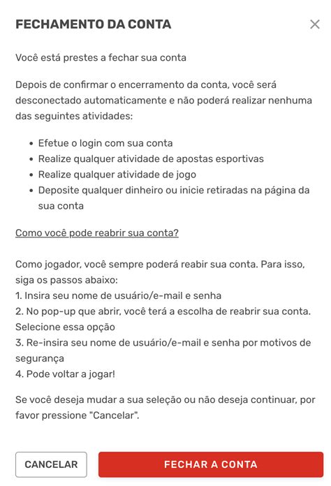 Fechamento da conta – Superbet